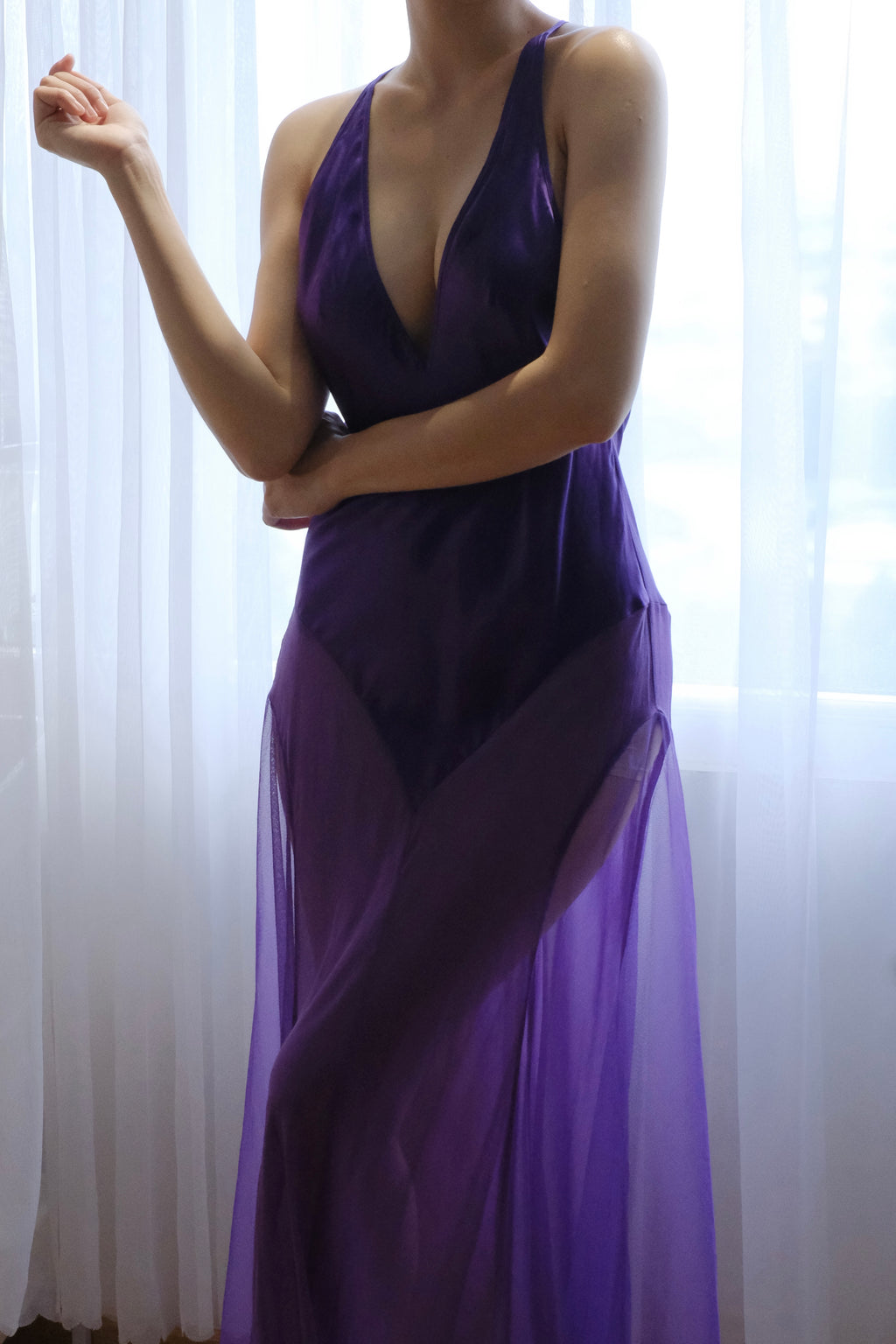 Vintage Victoria's Secret 100% Silk Chiffon Negligee 1990's -2000's Dress (Small)