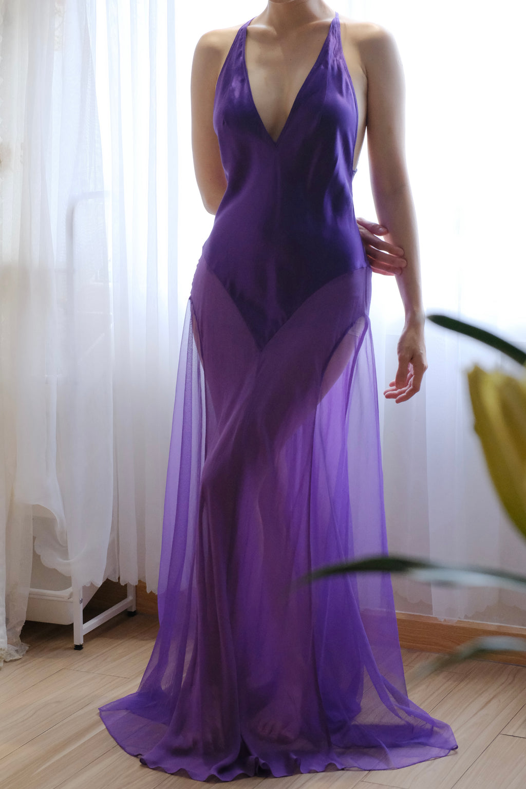 Vintage Victoria's Secret 100% Silk Chiffon Negligee 1990's -2000's Dress (Small)