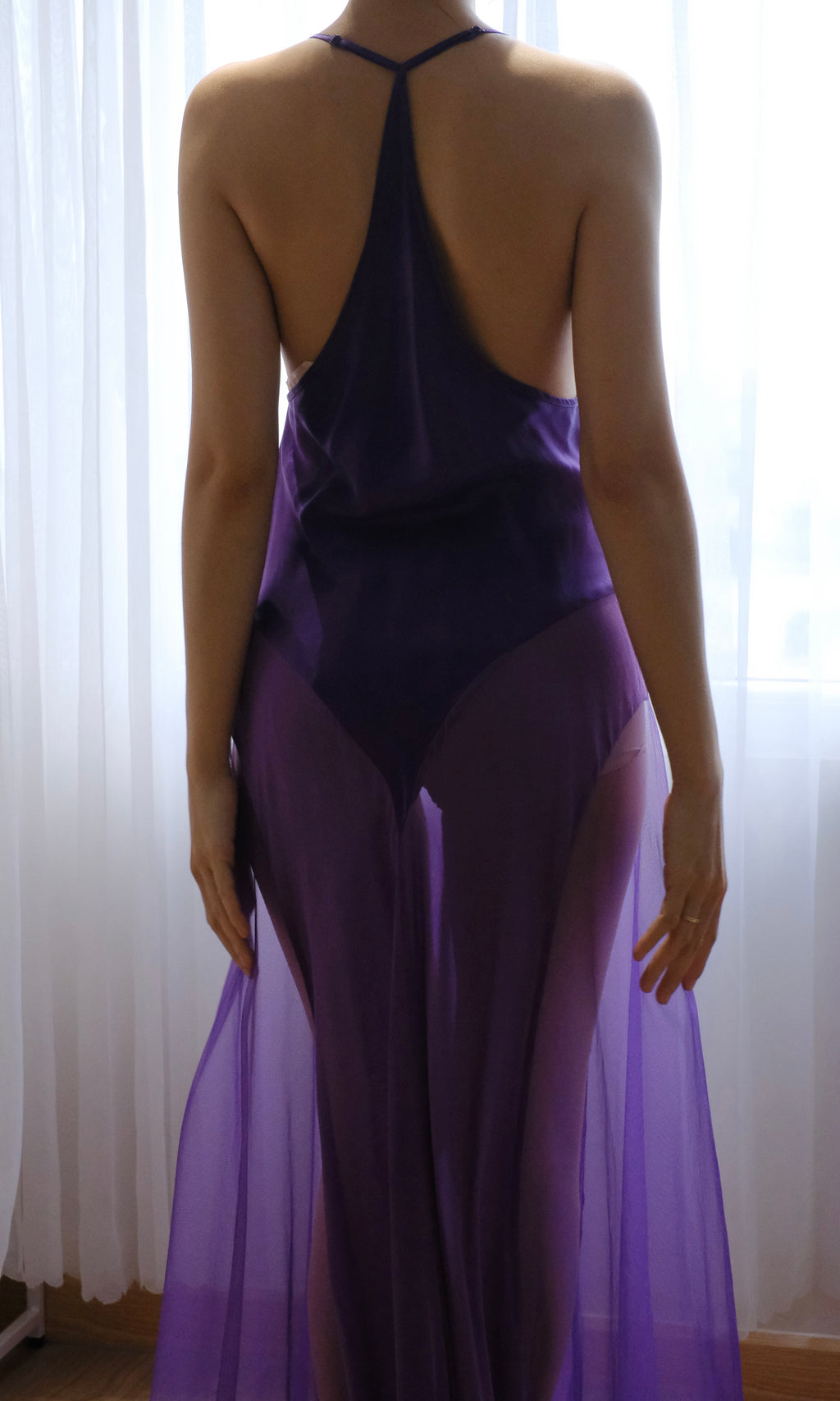 Vintage Victoria's Secret 100% Silk Chiffon Negligee 1990's -2000's Dress (Small)