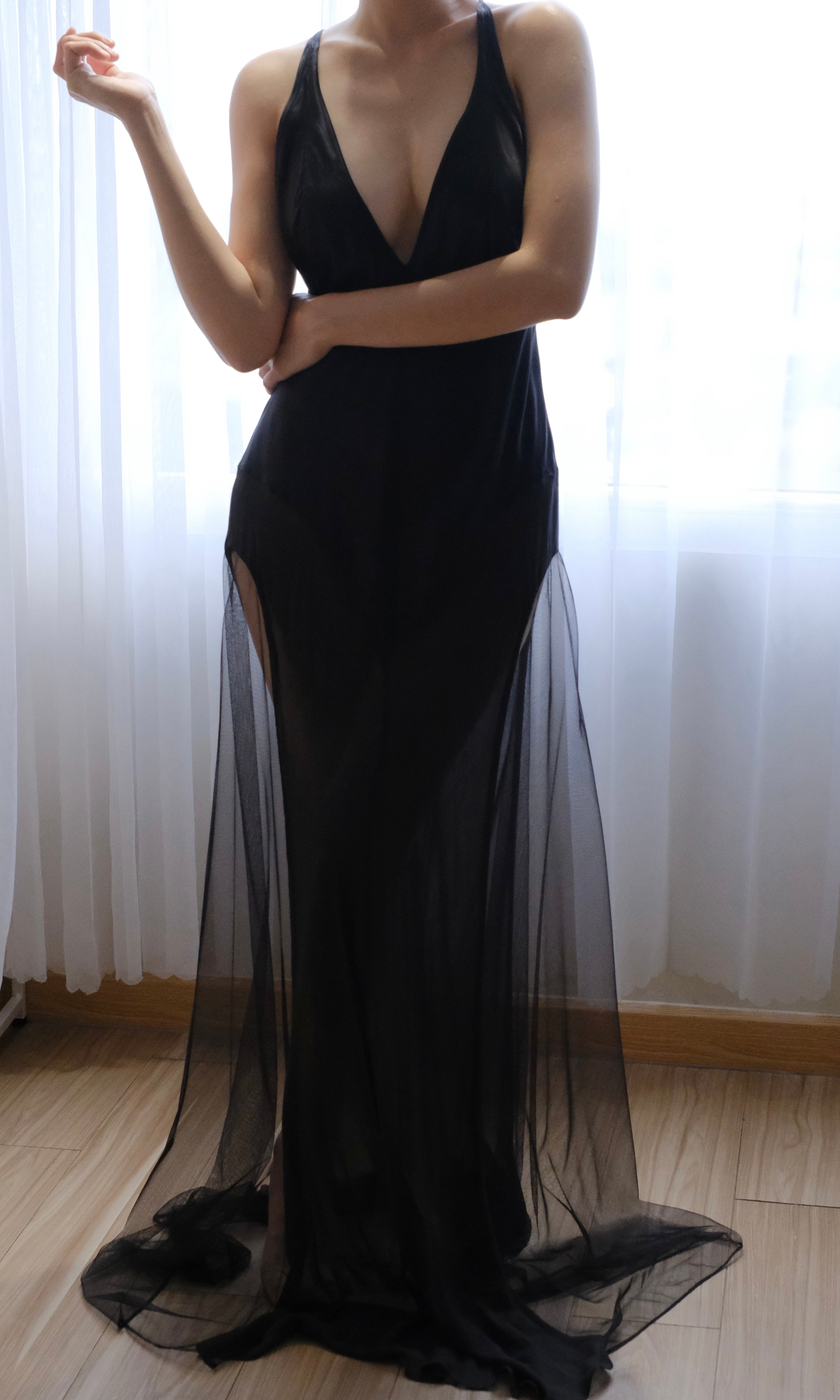 Vintage Victoria's Secret 100% Silk Chiffon Negligee 1990's -2000's Dress ( M,L)