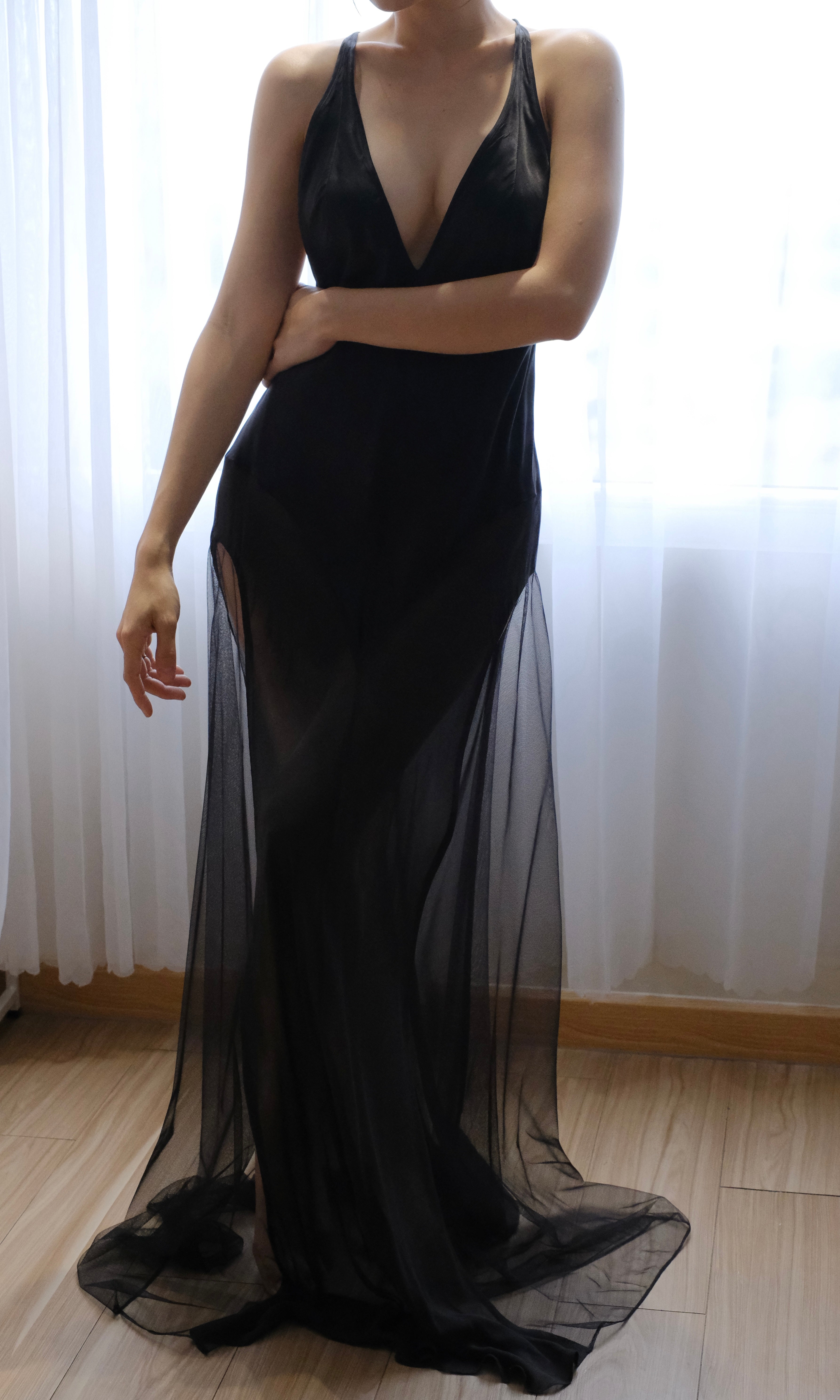 Vintage Victoria's Secret 100% Silk Chiffon Negligee 1990's -2000's Dress ( M,L)