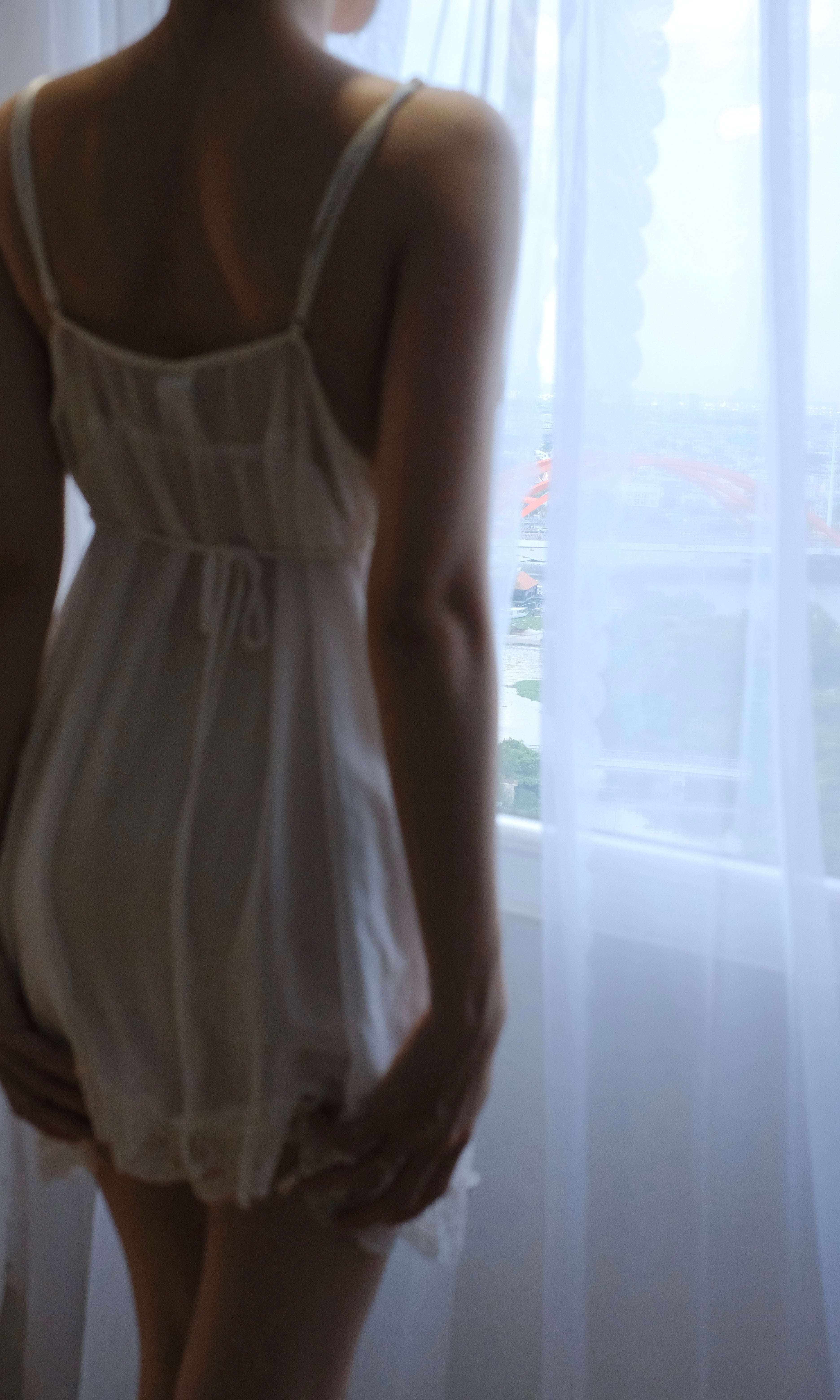 Vintage In Bloom Ivory Lace Babydoll Chemise - Sheer Chiffon Nightgown ( Large)